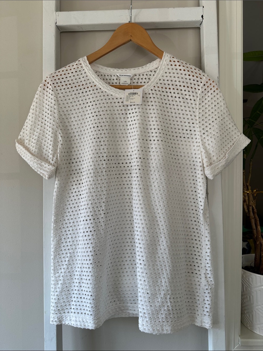 Club Monaco Alba Eyelet Short Sleeve Cotton Top - NWT